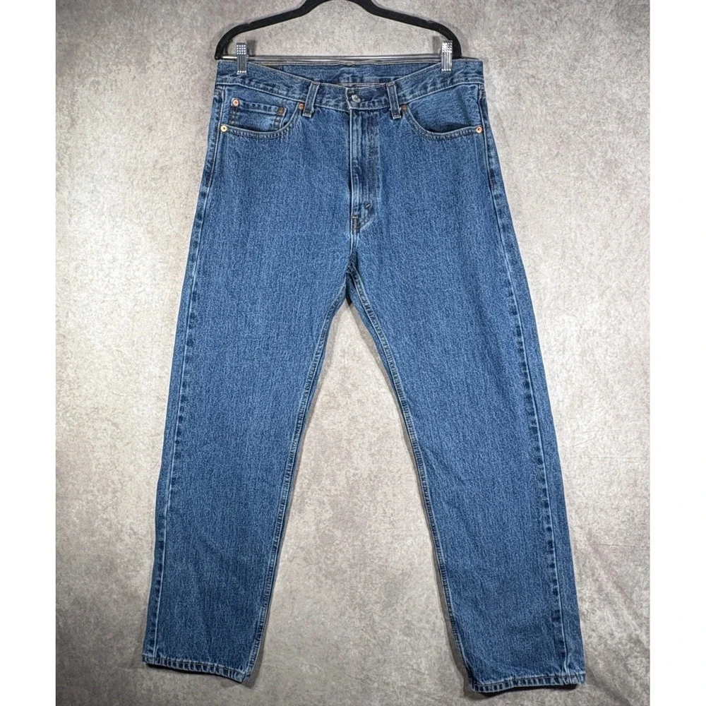 Levi Jeans Mens 36x32 Blue 505 Regular Fit Straight Leg Denim Cotton Everyday